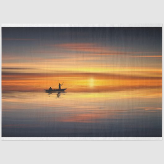 Papier Mousseline Ocean Sunset Bateau de pêche Découpage Tissu Papie (Recto)