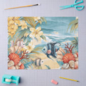 Papier Mousseline Océan Vintage Whimsical Floral & Poisson (Artisanat)