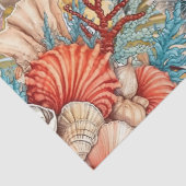 Papier Mousseline Océan Vintage Whimsical Floral & Poisson (Détail)