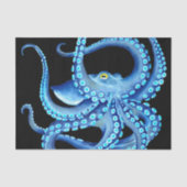 Papier Mousseline Octopus bleu noir (Recto)