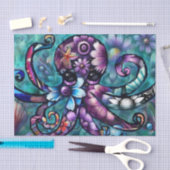 Papier Mousseline Octopus lunaire Floral Turquoise Découpage côtière (Artisanat)