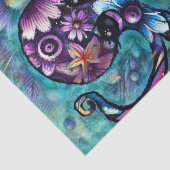 Papier Mousseline Octopus lunaire Floral Turquoise Découpage côtière (Détail)