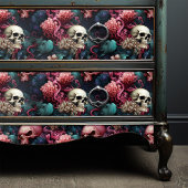 Papier Mousseline Octopus rose et Turquoise Tentacles Skull Ocean