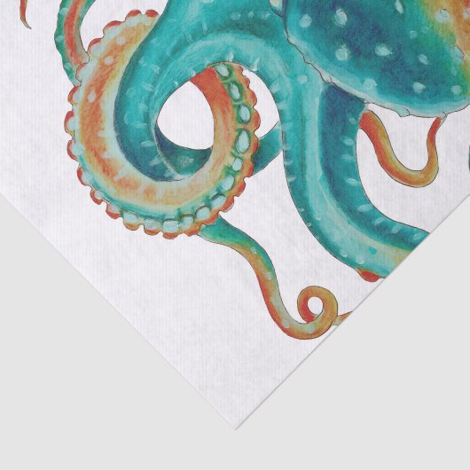 Papier Mousseline Octopus Teal (Détail)