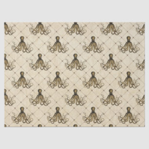 Papier Mousseline Octopus vintage sur la page de découpage de crème