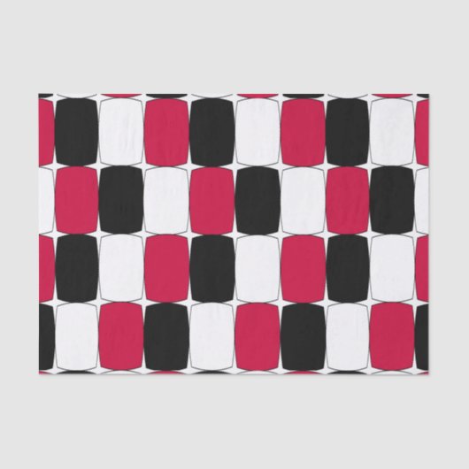 Papier Mousseline OEil de poisson noir, blanc et rouge (Recto)