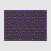 Papier Mousseline Oeil jaune de chat noir et violet motif Halloween (Recto)