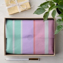 Papier Mousseline Œillet rayé rose, mauve et bleu œuf de robin