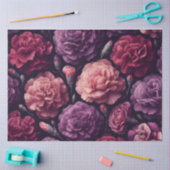 Papier Mousseline Oeillets romantiques Découpage rose et violet (Artisanat)