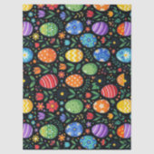 Papier Mousseline Œufs de Pâques et fleurs arc-en-ciel (Recto)
