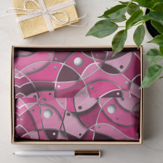 Papier Mousseline Oeuvre Abstraite Fractale rose vibrante (Cadeau)