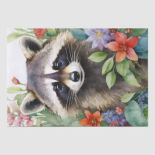 Papier Mousseline OEuvre d'aquarelle florale Racoon