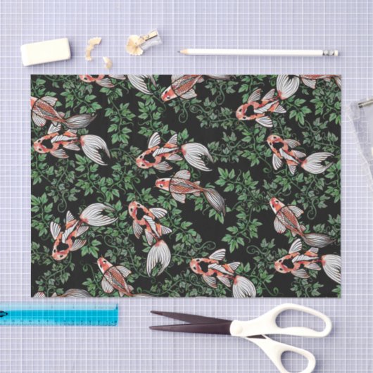 Papier Mousseline Oeuvre de Koi Pond Fish (Artisanat)