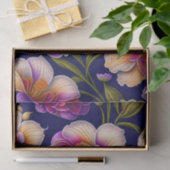 Papier Mousseline Oeuvre d'orchidées botaniques violettes (Cadeau)