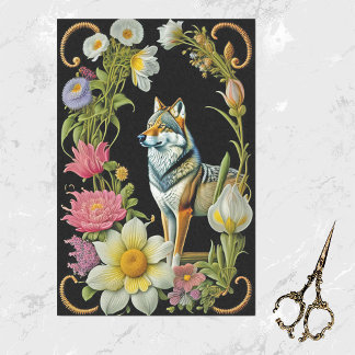 Papier Mousseline Oeuvre florale rose Wolf