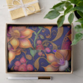 Papier Mousseline Oeuvre végétale rose orangé (Cadeau)