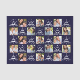 Papier Mousseline Oh Holy Nativité Marine Blue Family Photo