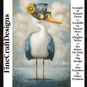 Papier Mousseline Oiseau à Chapeau et Lunettes Fantaisie BS7 Découpa