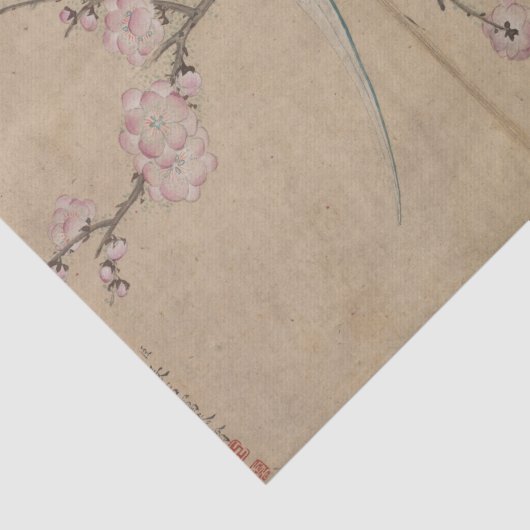 Papier Mousseline Oiseau Aux Fleurs De Plum (Détail)