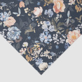 Papier Mousseline Oiseau bleu blush pêche pâle  (Détail)