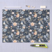 Papier Mousseline Oiseau bleu blush pêche pâle  (Artisanat)