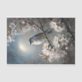 Papier Mousseline Oiseau Bleu Clair de Lune Découpage (Recto)