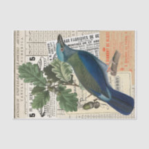 Oiseau Bleu | Découpage Éphémère de Chêne Collage