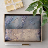 Papier Mousseline Oiseau bleu éthérée et glycine violette (Cadeau)