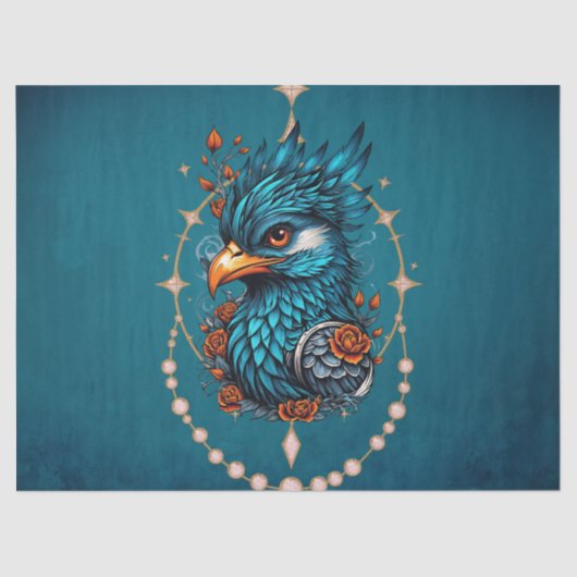 Papier Mousseline Oiseau bleu majestueux (Recto)