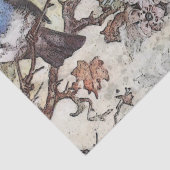 Papier Mousseline Oiseau bleu sur le papillon de branche Découpage V (Détail)