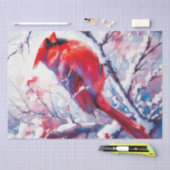 Papier Mousseline Oiseau cardinal rouge d'hiver (Artisanat)