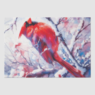 Papier Mousseline Oiseau cardinal rouge d'hiver