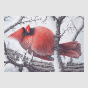 Papier Mousseline Oiseau cardinal rouge d'hiver