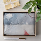 Papier Mousseline Oiseau cardinal rouge d'hiver (Cadeau)