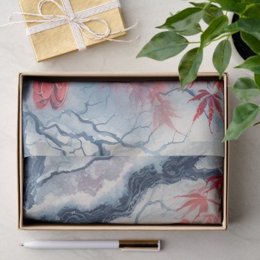 Papier Mousseline Oiseau cardinal rouge d'hiver (Cadeau)