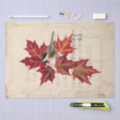 Papier Mousseline Oiseau de Chickadee Rouge Automne Feuilles Musique (Artisanat)