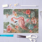 Papier Mousseline Oiseau de Flamant rose rose élégant et fleurs trop (Artisanat)