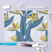 Papier Mousseline Oiseau de fleurs de paradis sur blanc (Artisanat)