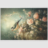 Papier Mousseline Oiseau de printemps vert (Recto)