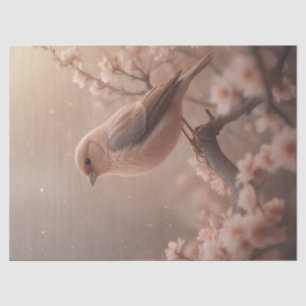 Papier Mousseline Oiseau du printemps joli en rose