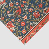 Papier Mousseline Oiseau et fleurs Perse Motif bleu rouge (Détail)