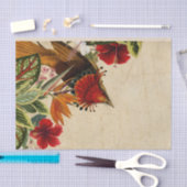 Papier Mousseline Oiseau et fleurs tropicaux vintages (Artisanat)