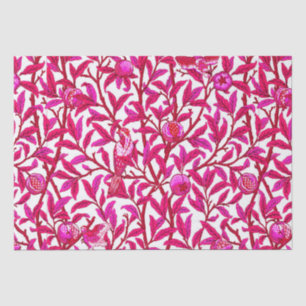 Papier Mousseline Oiseau et grenade Art Nouveau, rose Fuchsia