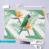 Papier Mousseline Oiseau Exotique Et Fleurs Oranges (Artisanat)