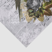 Papier Mousseline Oiseau floral neuf antique (Détail)