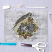Papier Mousseline Oiseau floral neutre antique (Artisanat)