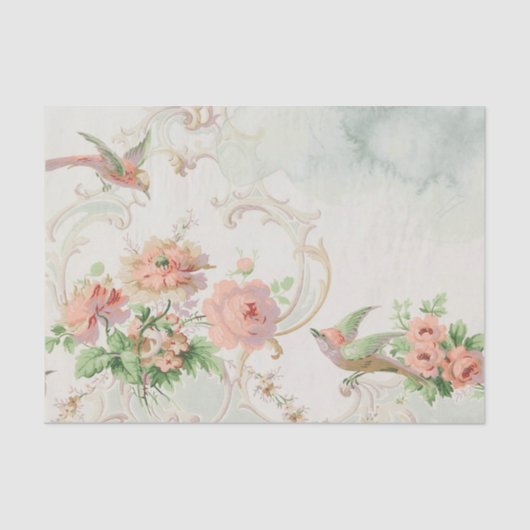 Papier Mousseline Oiseau floral romantique (Recto)