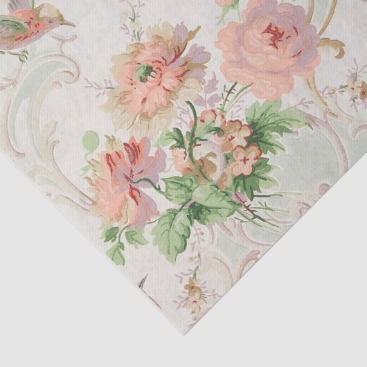Papier Mousseline Oiseau floral romantique (Détail)