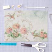 Papier Mousseline Oiseau floral romantique (Artisanat)