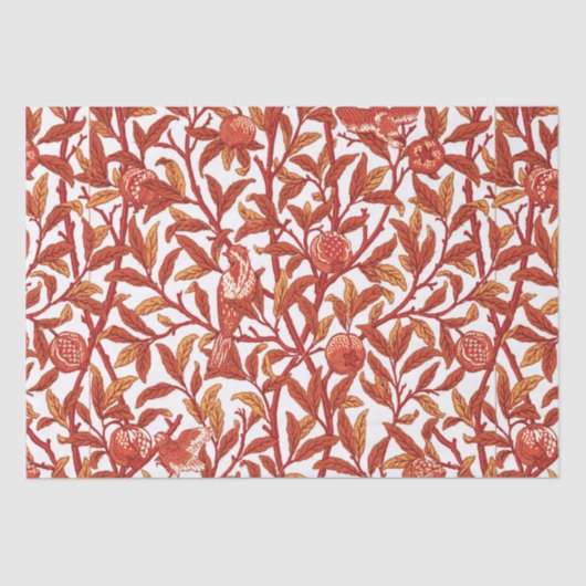 Papier Mousseline Oiseau & grenade Art Nouveau, Mandarin Orange (Recto)